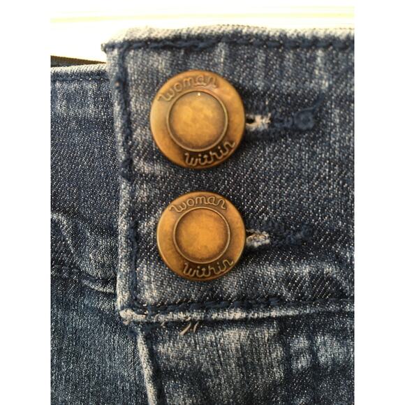 Woman Within Stretch Size 24 Five Pocket Design Jeans, Two Button Fly - Picture 2 of 3